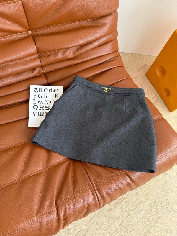 Prada 25 Skirt Black and Gray Wool