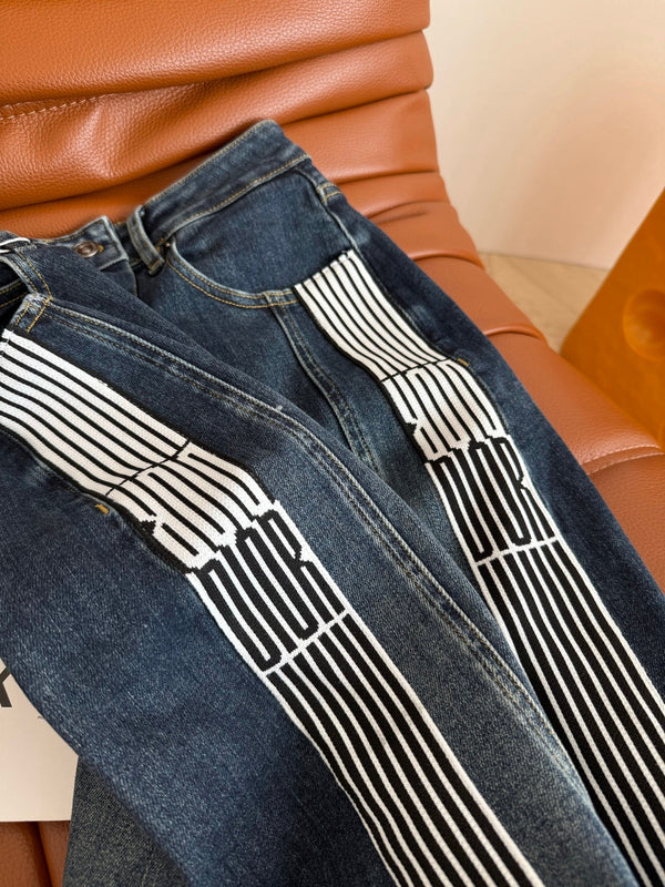 CD 2025 High Waisted Skirt Blue Cotton