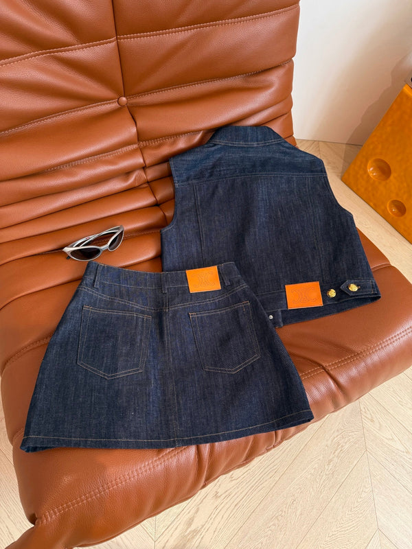 Celine 25 Denim Suit Blu Cotone