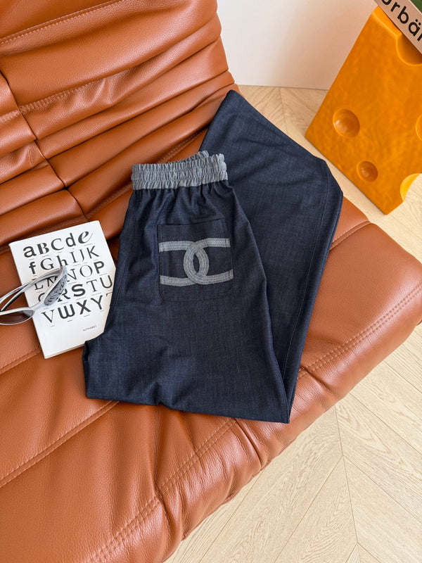 CC 25 Elastic Pants Charcoal Blue Denim