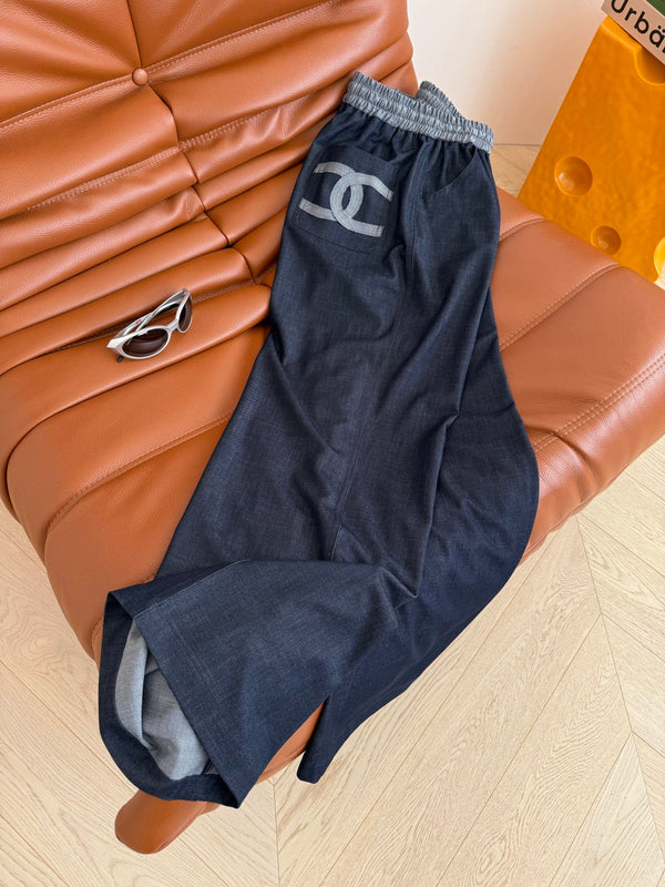 CC 25 Elastic Pants Charcoal Blue Denim