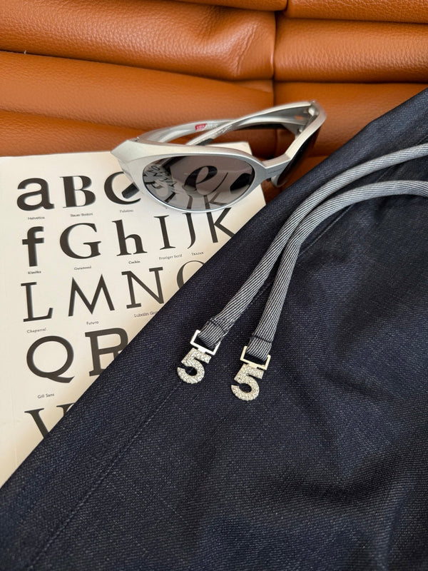 CC 25 Elastic Pants Charcoal Blue Denim