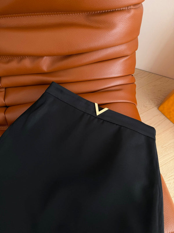 Valentino Garavani Short Flared Dress Black Wool Silk 341440