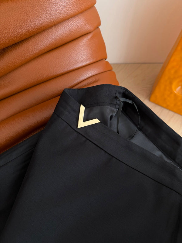 Valentino Garavani Short Flared Dress Black Wool Silk 341440