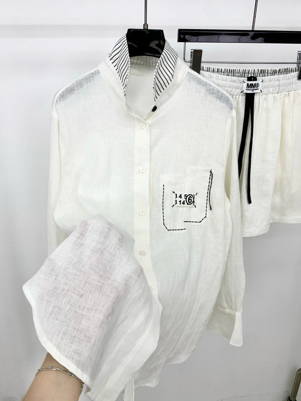 MM6 Set Shirt & Short White Linen 387979