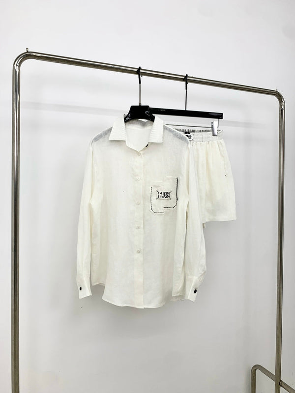 MM6 Set Shirt & Short White Linen 387979