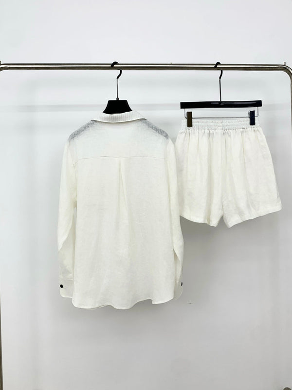 MM6 Set Shirt & Short White Linen 387979