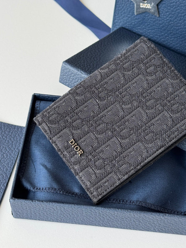 CD Oblique Passport Holder Black Jacquard Cowhide