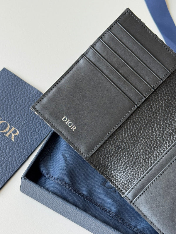 Portapassaporto obliquo CD in pelle bovina jacquard beige nero