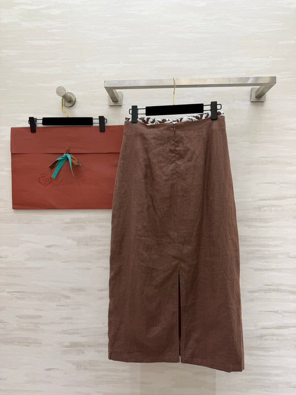 LP 26s Midi Skirt Brown Linen 398881