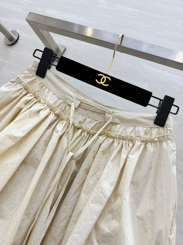 Loew 26s Drawstring Mini Skirt Cream Cotton 398858