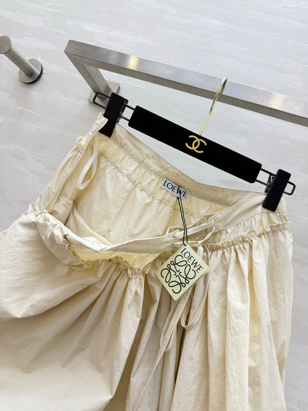 Loew 26s Drawstring Mini Skirt Cream Cotton 398858