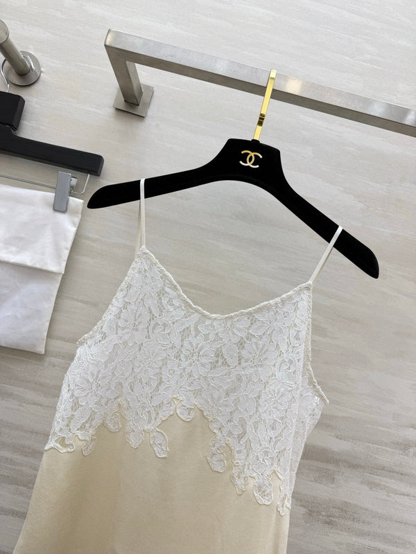 CC 26S Lace-Trim Cami Top Cream White Silk 438840