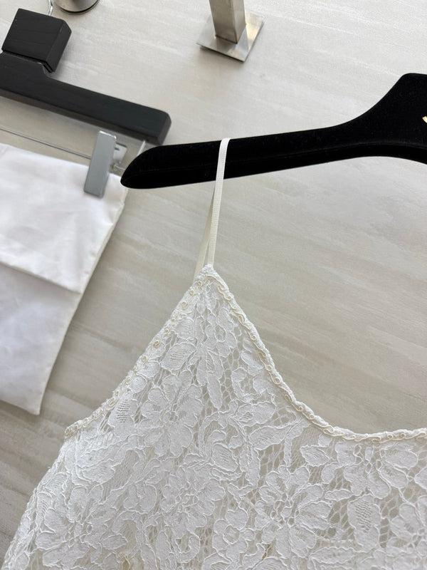 CC 26S Lace-Trim Cami Top Cream White Silk 438840
