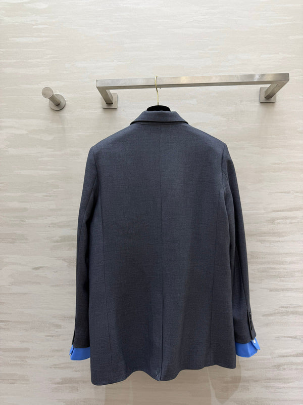 Miu 26s Blazer and Skirt Set Grey Blue 438745