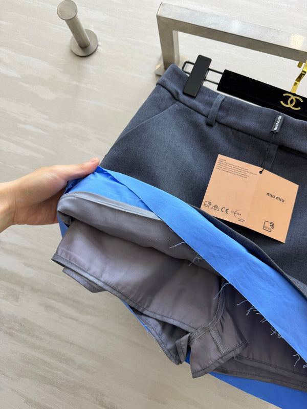 Miu 26s Blazer and Skirt Set Grey Blue 438745