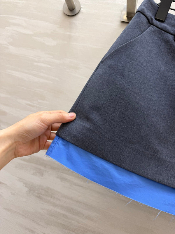 Miu 26s Blazer and Skirt Set Grey Blue 438745