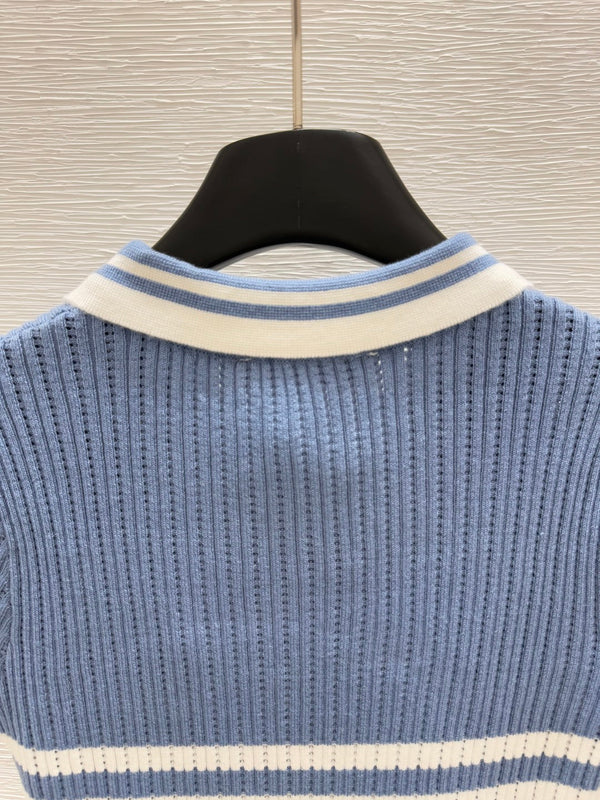 Dior Polo Shirt Demin Blue Cachemire 232760