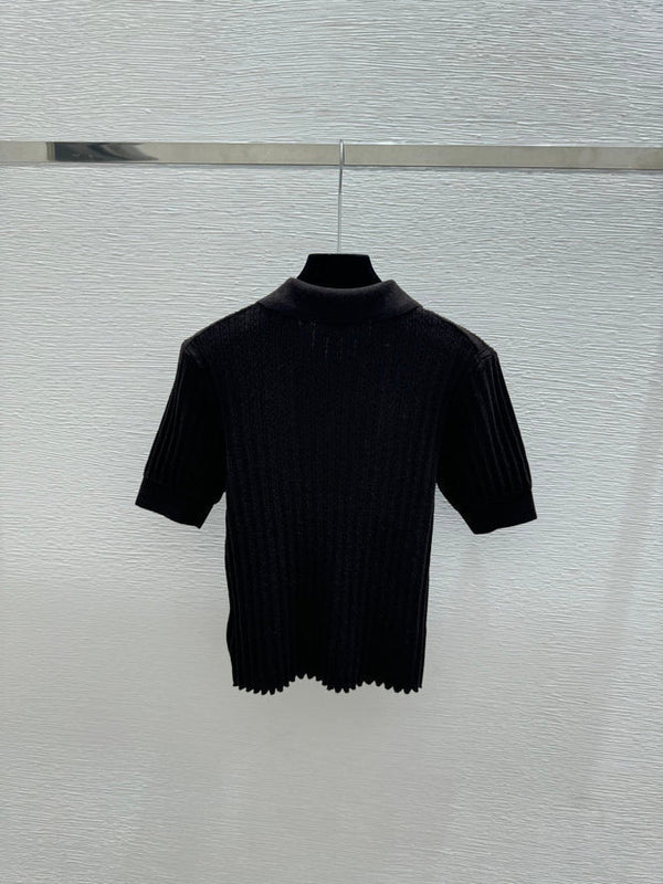 Miu 2026 Collared Knit Short-Sleeve Shirt Wool 516815