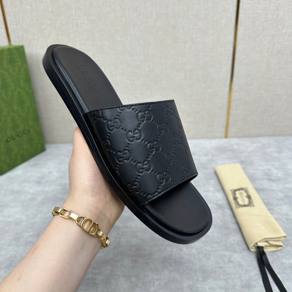 GG Men's slide black cowhide 542957