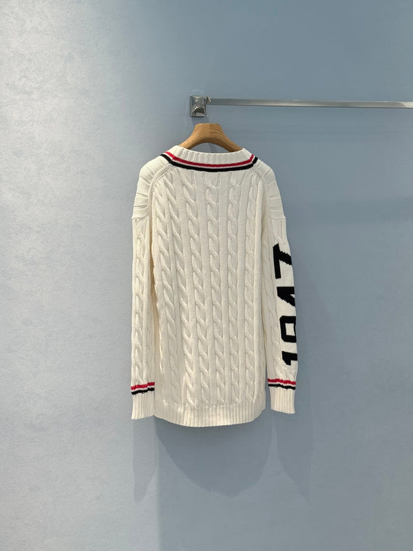 CD 25 Cardigan Bianco Rosso Nero Cotone
