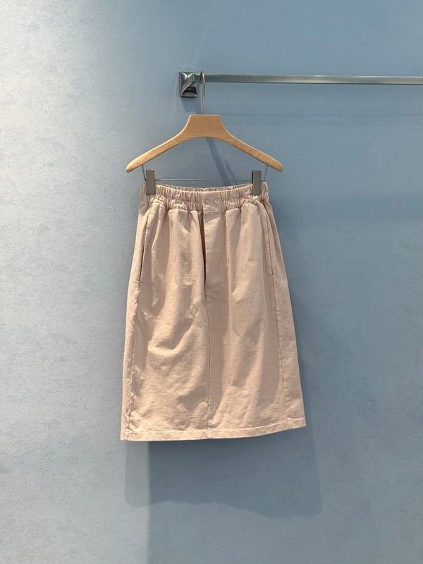 LV Designer Dress With Metal Logo Buttons Light Skirt Pink Cotton