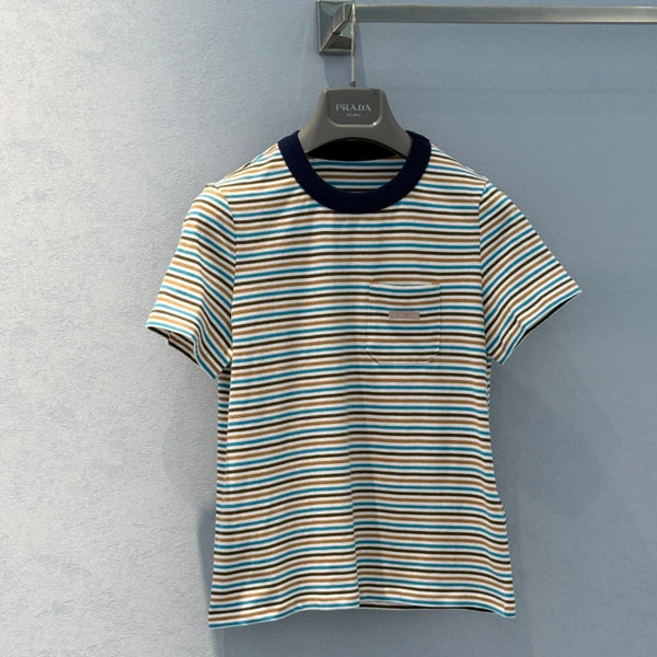 Prada 25 Striped T-shirt Multicolor Cotton 220087