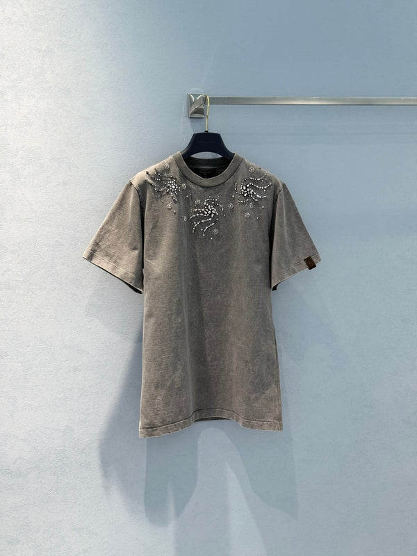 LV 25 Stir-Fried Old Diamond T-Shirt Grey Cotton