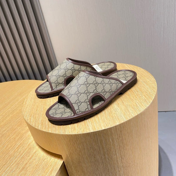 GG Men's Slide Brown Printed Fabric 544369