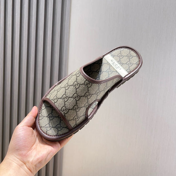 GG Men's Slide Brown Printed Fabric 544369