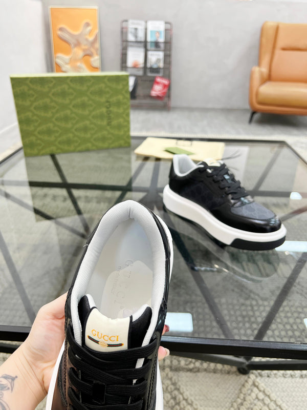 GG Men's Platform Sneaker Black Patent Leather 523472