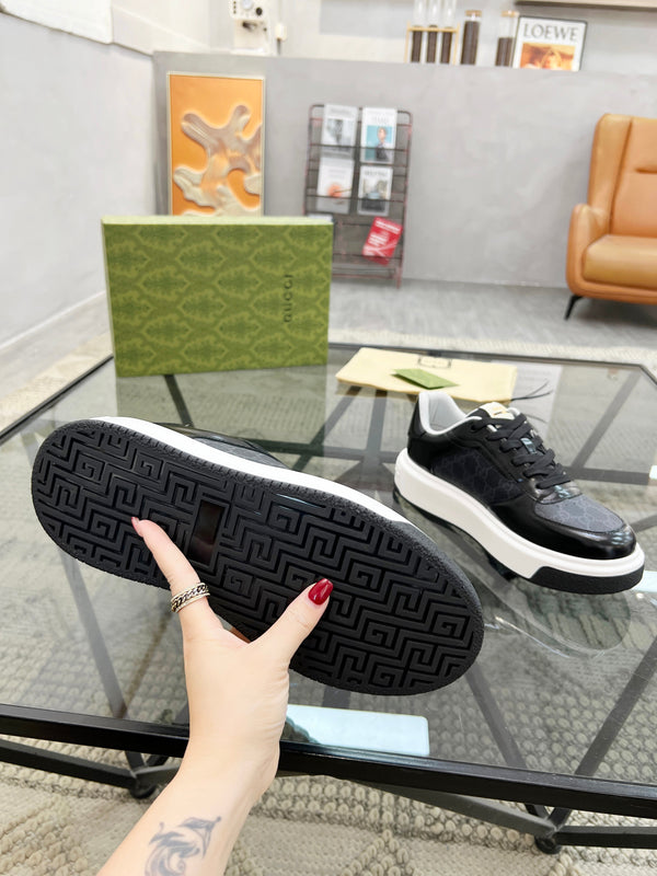 GG Men's Platform Sneaker Black Patent Leather 523472