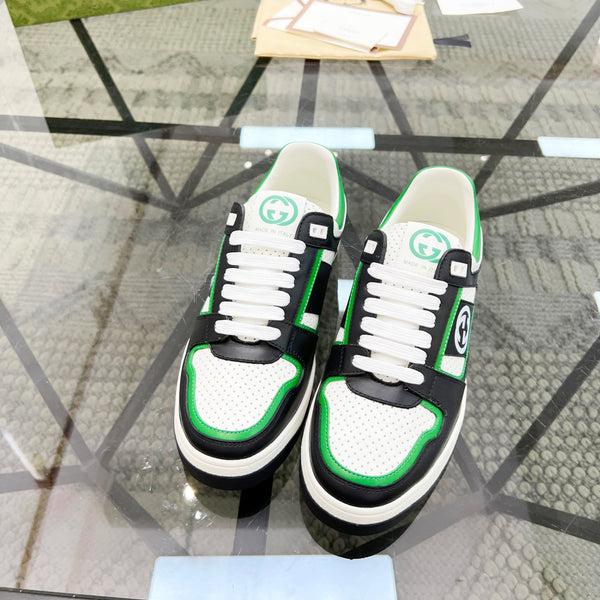 Sneaker da uomo GG in pelle di vacchetta verde nera 525900