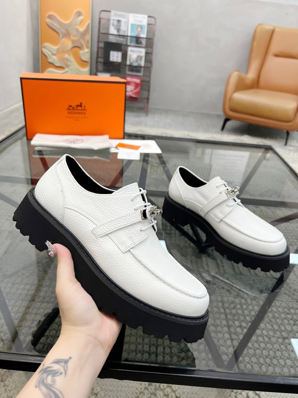 HM Men's First oxford Loafer White Cowhide 590525