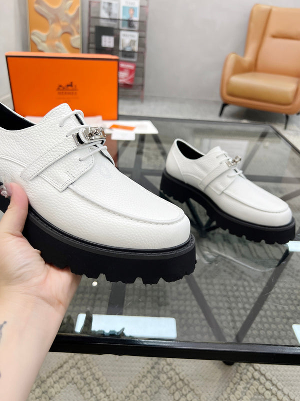 HM Men's First oxford Loafer White Cowhide 590525