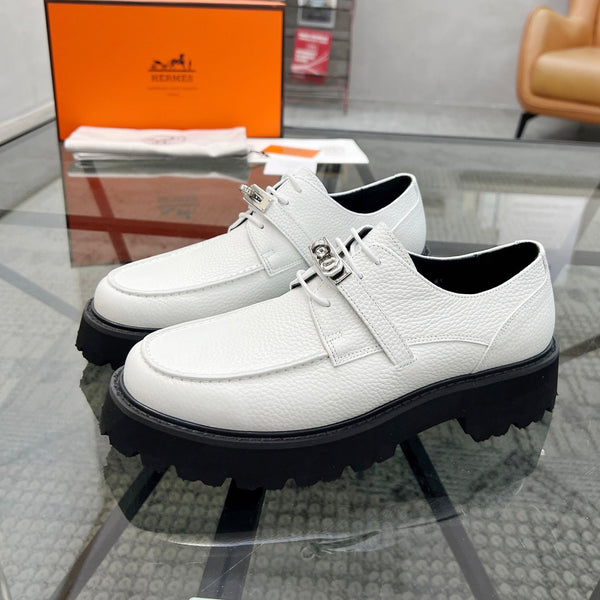 Mocassino Oxford da uomo HM First in pelle di vacchetta bianca 590525