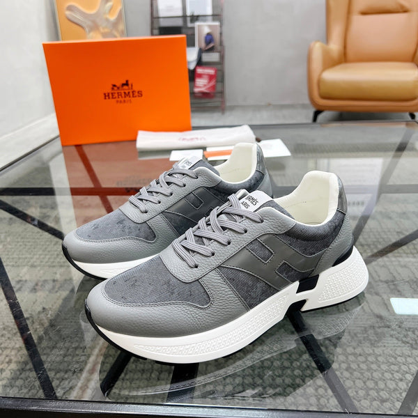 Sneaker da uomo HM in tessuto di vacchetta grigia 603854