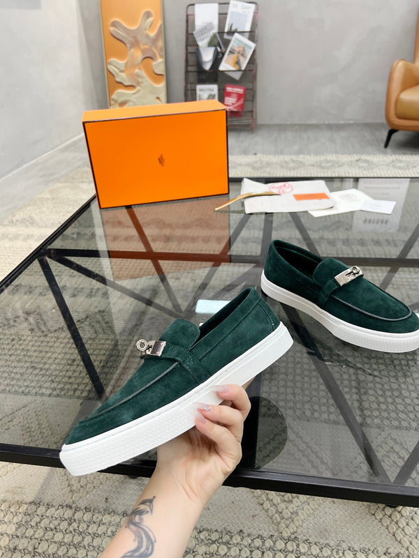 HM Men's Loafers Green Suede 621425