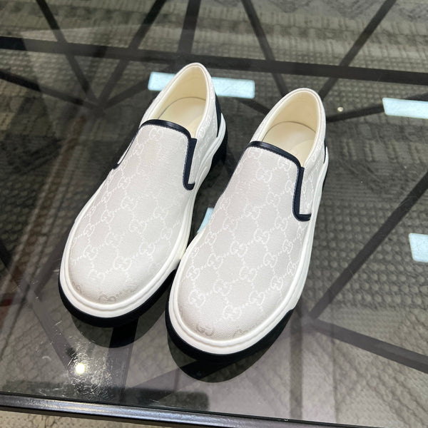 GG Men's Slip on Loafer White Printed Fabric 721523