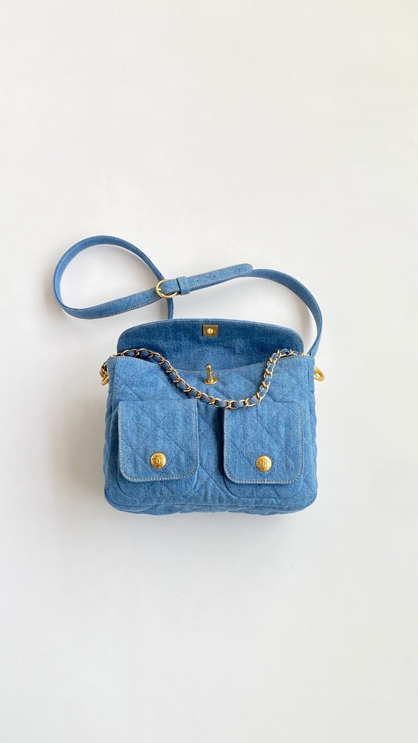 CC Small Postman Hobo 25 Light Blue Denim