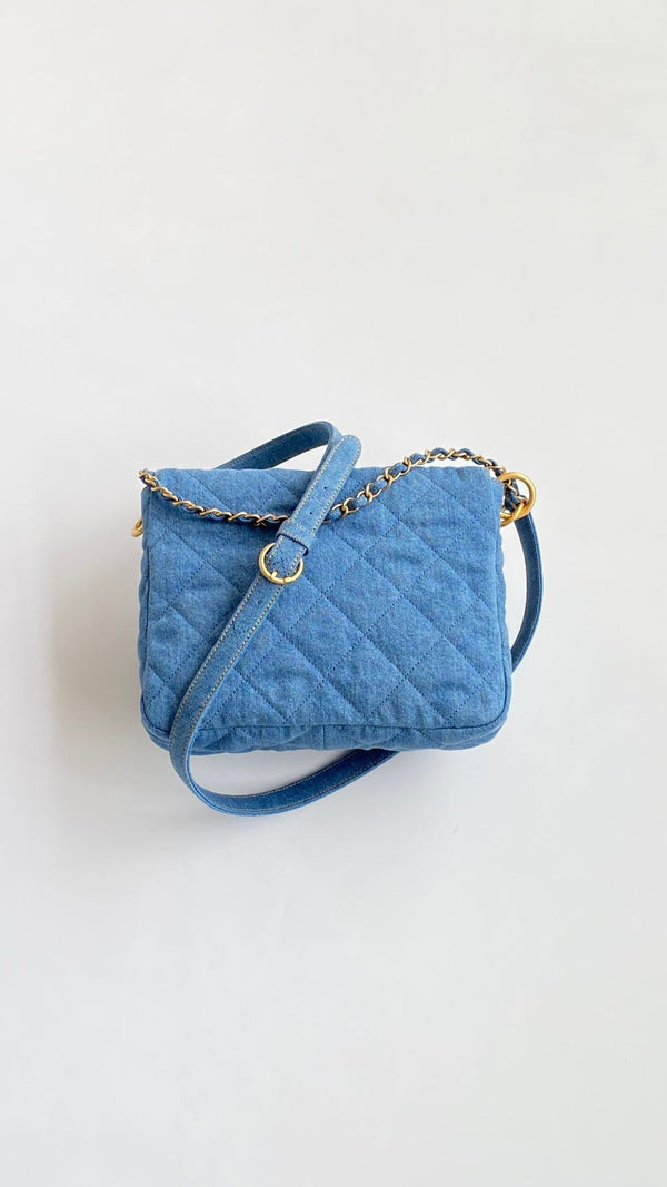 CC Small Postman Hobo 25 Light Blue Denim