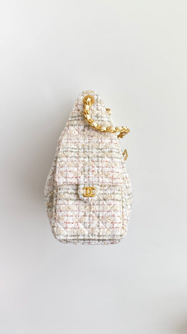 CC 25 hobo bag 30 ivory white pink tweed