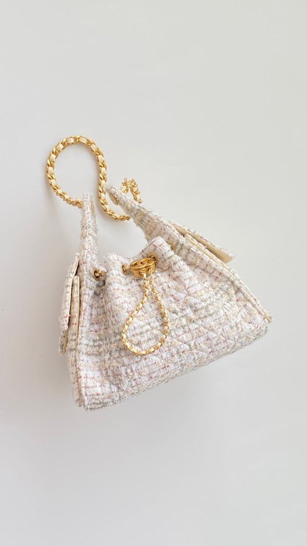 CC 25 hobo bag 30 ivory white pink tweed