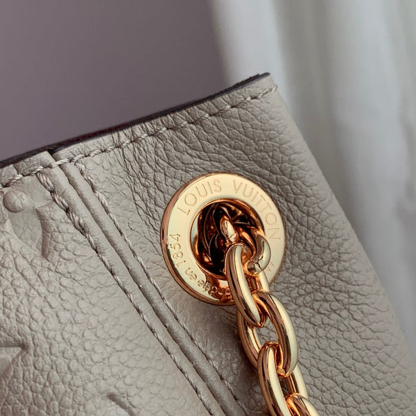 Anytime 34cm Tote Bag Beige Gold Empreinte leather 251566