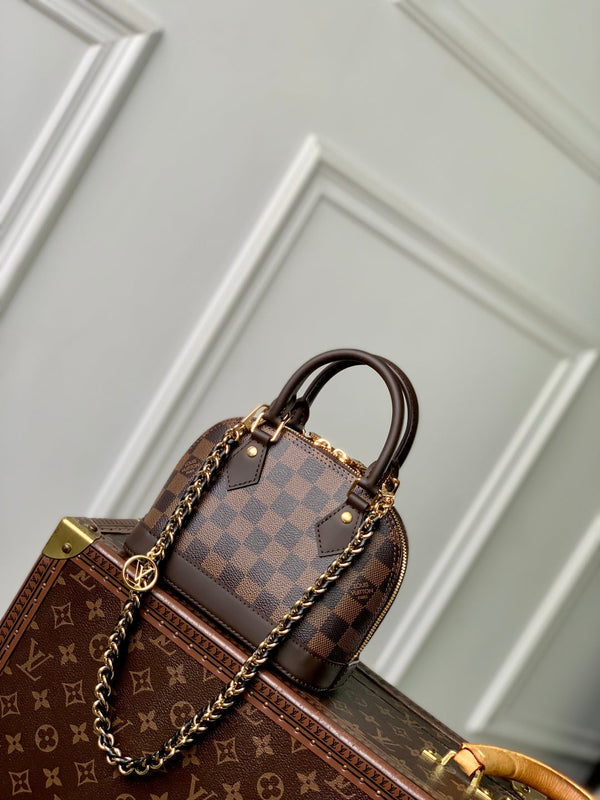 LV Alma Monogram Bag 19.5cm Brown Leather Canvas 337564