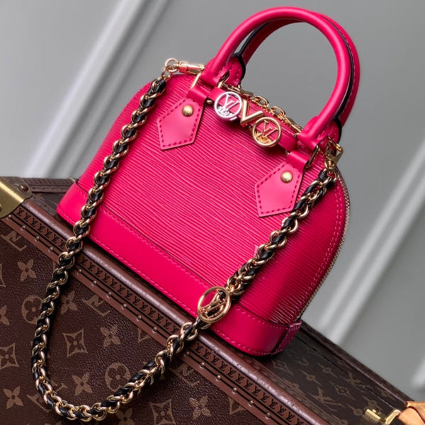 LV Alma Monogram Bag 19.5cm Rose Red Epi Leather 337570
