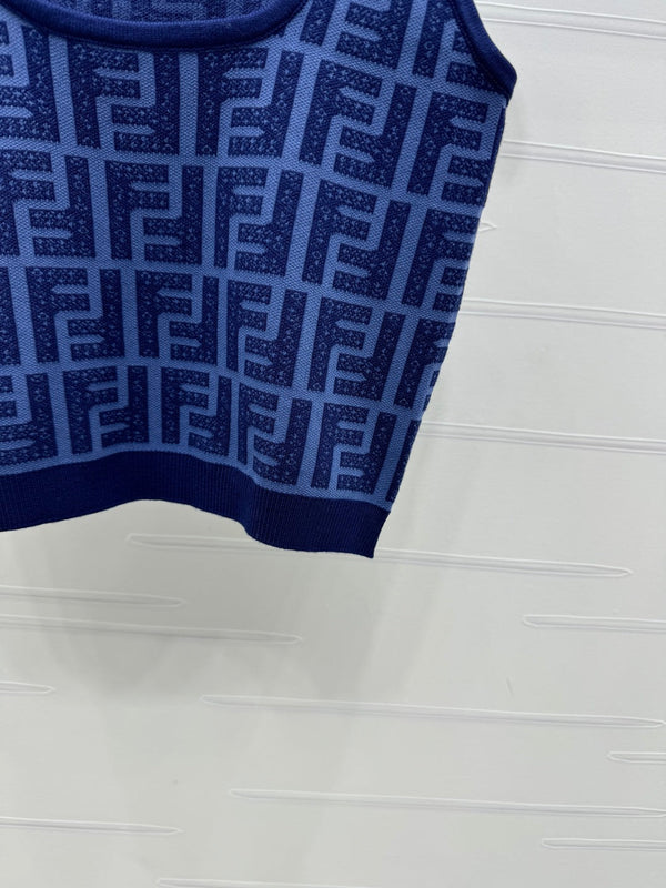 Fendi 25 Blue Knit Crop Top