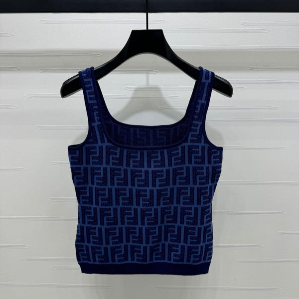 Fendi 25 Blue Knit Tank Top