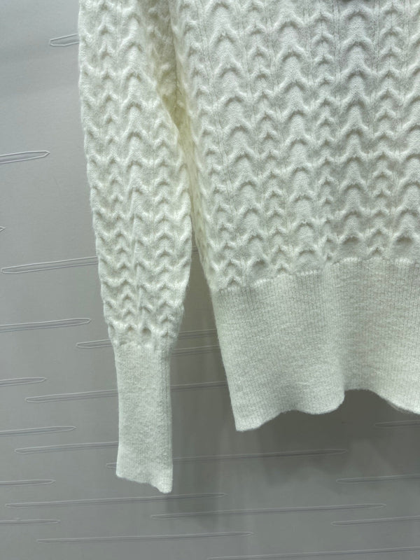 Chanel 2025 Pull Manches Longues Blanc Laine Acrylique Nylon 319586