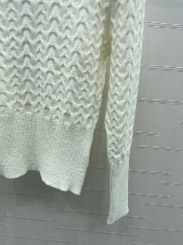 Chanel 2025 Pull Manches Longues Blanc Laine Acrylique Nylon 319586